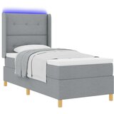 Box Spring Krevet s Madracem i LED Osvjetljenjem Svjetlosiva 100x200 cm Tkanina | shoptok.hr