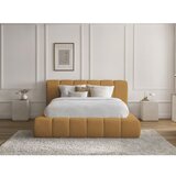 Bobochic Paris Senf žuti tapecirani bračni krevet s prostorom za odlaganje s podnicom 160x200 cm Denali – | shoptok.hr