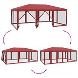 Šator za zabave s 10 mrežastih bočnih zidova crveni 6x4 m HDPE | shoptok.hr