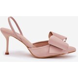Boto Heels With Open Heels And Bow Beige Eklevia | shoptok.hr