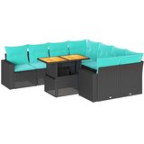  Vrtna garnitura - 9-dijelni set vrtnih sofa s jastucima crni od poliratana - Crna sa spremištem 1 | shoptok.hr