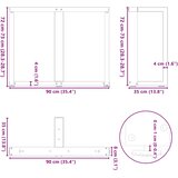  Noge za blagovaonski stol T-oblika 2 kom Bijele 90x35x(72-73) cm Čelik | shoptok.hr