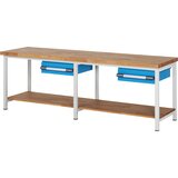 eurokraft pro Delovna miza z ogrodjem serije 8, 2 predala 150 mm, 2 odlagalni polici, ŠxG 2500 x 700 mm | Shoptok.si