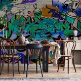  Foto tapeta - Graffiti: blue theme 500x350 Vodootporna | shoptok.hr