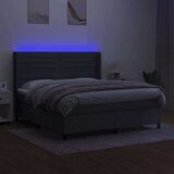 vidaXL Krevet box spring s madracem LED tamnosivi 180x200 cm tkanina | shoptok.hr