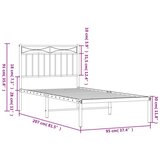 Metalni okvir za krevet s uzglavljem crni 90x200 cm | shoptok.hr