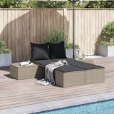 Maison Chic Dvojni Ležalnik - Sončna ležalnik z blazinami svetlo siv poli ratan, (22043047) | Shoptok.si