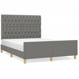 The Living Store Posteljni okvir z vzglavjem temno siv 140x200 cm blago - Posteljni Okvir Z Vzglavjem, (21526114) | Shoptok.si