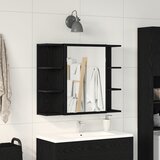 vidaXL Ogledalna omara Črn hrast Trden hrast Kompaktna Kopalniška omara | Shoptok.si