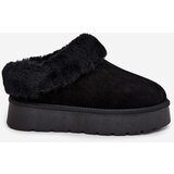 Boto Leather Suede Snow Boots Women's With Fur Black Mivelle | Shoptok.si