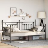 vidaXL Postelja s predalnikom črna 100x200 cm jeklo | Shoptok.si