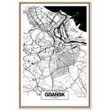  Slika - City Plan: Gdansk (1 Part) Vertical 80x120 U prirodnom drvenom okviru | shoptok.hr