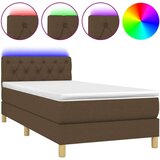  Box spring postelja z vzmetnico LED temno rjava 80x200 cm blago, (20789814) | Shoptok.si