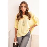 Kesi Włoski Women's linen-cotton short-sleeve blouse yellow Cijene