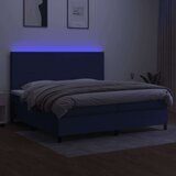  Box spring postelja z vzmetnico LED modra 200x200 cm blago, (20761179) | Shoptok.si