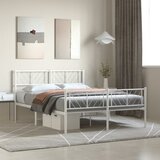 Maison Chic Kovinski Posteljni okvir - Dvoposteljna postelja - Zakonska postelja z vzglavjem in vznožjem bel 140x190 cm, (21695876) | Shoptok.si