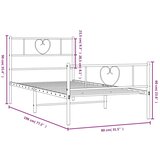  Metalni okvir kreveta uzglavlje i podnožje bijeli 75x190 cm | shoptok.hr