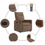  Masažni naslonjač na podizanje od tkanine smeđi | shoptok.hr