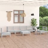 Maison Chic Seti vrtnega pohištva - Vrtna garnitura - Vrtni pohištvo set 7-delna bela trdna borovina, (21804403) | Shoptok.si
