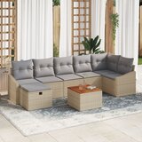 vidaXL 8-delna vrtna garnitura z blazinami, bež, poli ratan | Shoptok.si