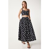 Happiness İstanbul Women's Black and White Polka Dot Poplin Suit | ePonuda.com