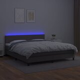  box spring s madracem LED sivi 180x200cm od umjetne kože | shoptok.hr