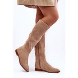 Kesi Leather Flat-heeled Boots beige Eelin | ePonuda.com