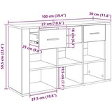 vidaXL Strani šal Črna Orehovina 100 x 30 x 59,5 cm Konstruiran les | Shoptok.si