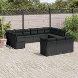  13-dijelni set vrtnih sofa s jastucima poliratan crni Cijene