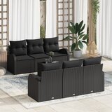 vidaXL 7-delni Vrtni Kavčni Set z Blazinami Črn Poli Ratan | Shoptok.si