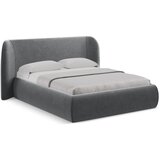 Makamii Tamno sivi tapecirani bračni krevet s prostorom za odlaganje s podnicom 160x200 cm Hauke – | shoptok.hr