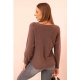 Kesi Włoski Women's sweater with viscose and V-neck mocha | Shoptok.si