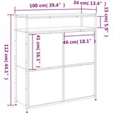 Ormarić za cipele s 4 ladice siva boja hrasta 100x34x112 cm | shoptok.hr