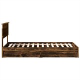  Postelja s shranjevanjem z vzglavjem Dimljeni oreh 90 x 200 cm, (5000106555) | Shoptok.si