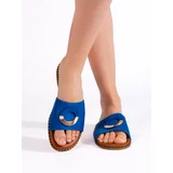 Shelvt Women's flat blue slippers