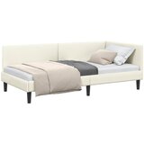  Kutni okvir kreveta s uzglavljem Krema 90 cm x 190 cm Baršun | shoptok.hr