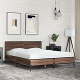  Posteljni okvir rjav hrast 140x200 cm inženirski les in kovina | Shoptok.si