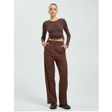 Koton Wide Leg Trousers Fabric Ribbed Buttons Cene