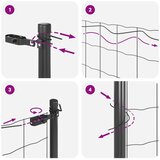 vidaXL Ograjna Postavljena Ograja Set 2 Siva Prašno Premazano Jeklo, PVC | Shoptok.si