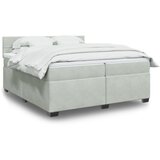 vidaXL Box spring postelja z vzmetnico svetlo siva 200x200 cm žamet Cene