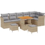  Vrtna garnitura - 9-dijelni set vrtnih sofa s jastučićima Bež Poly Ratan Akacija | shoptok.hr