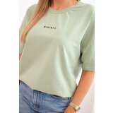 Polski Women's cotton printed blouse Minimal dark mint | shoptok.hr