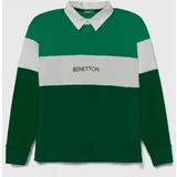 United Colors Of Benetton Otroška bombažna majica z dolgimi rokavi zelena barva