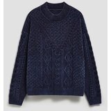 Marisse Navy Blue Sweater With Decorative Weave | Shoptok.si
