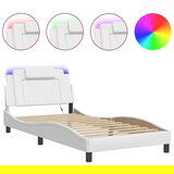  The Living Store Posteljni okvir z LED lučkami bel 100x200 cm umetno usnje - Posteljni Okvir, (21499925) | Shoptok.si
