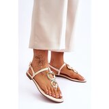 Boto Leather Flat Heel Flip Flops Beige Keep Going | shoptok.hr