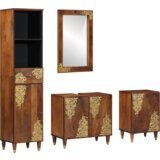 vidaXL set namještaja za kupaonicu od 4 komada od čvrstog drveta manga, ormarić za sudoper 62x33x58 cm od čvrstog drveta manga, ogledalo 50x70x3 cm od čvrstog drveta manga, komoda 38x33x160 cm od čvrstog drveta manga, ormarić za kupaonicu 38x33x58 cm od čvrstog drveta manga | shoptok.hr