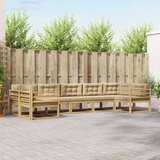  Set vanjskih sofa 7 kom. Bijela i bež Smeđa 404 x 166,5 x 73 cm | Shoptok.si
