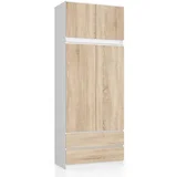 omara s 90 cm 2 vrata 2 predali pk belo / sonoma, (21713774)