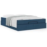  Konstrukcija postelje s shranjevanjem Modra 160 x 200 cm blago | Shoptok.si
